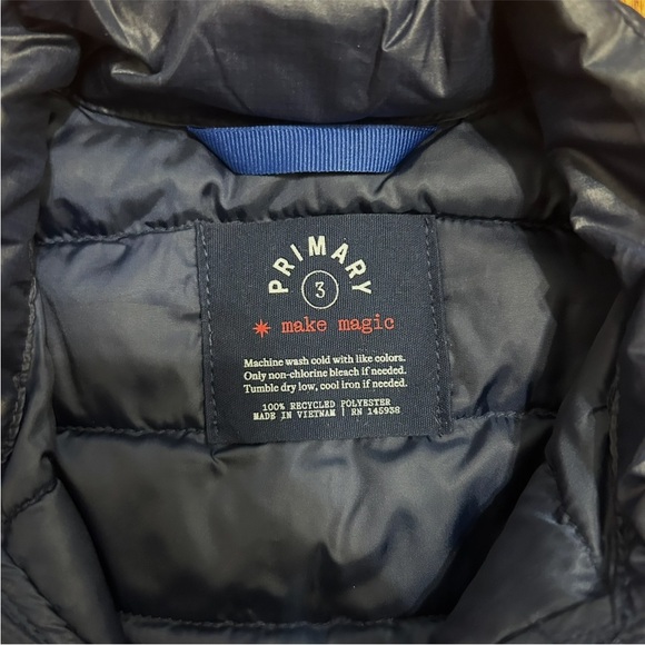 Primary Black Puffer Vest Boys Size 3 Lightweight Quilted Zip Winter Jacket - Picture 4 of 6